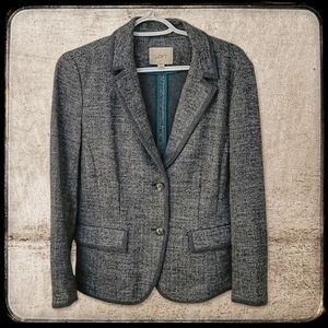 LOFT! Herringbone Wool Tweed Dark Academia Blazer Size Medium